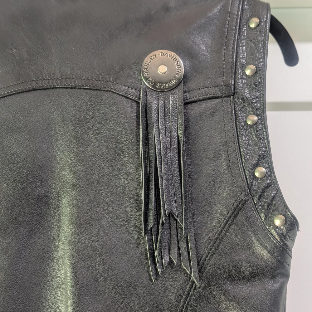 Harley Davidson Women's Small Black Leather Vest - Picture 6 of 7